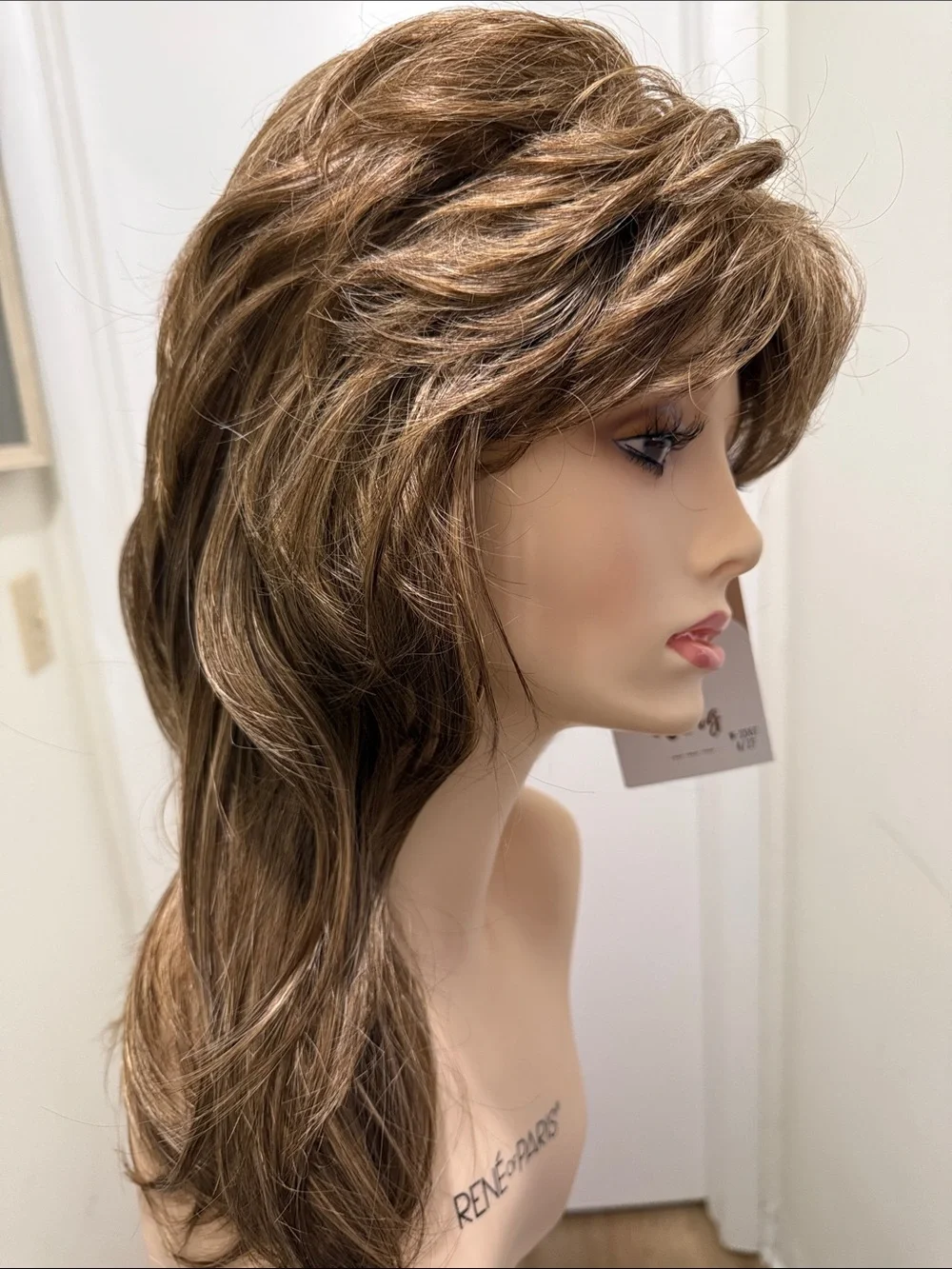 HAIR, 18” Layered, Free Part with Bangs Light Brown/Dark Blonde